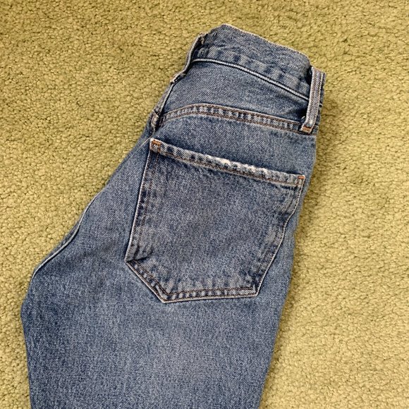 Agolde Riley medium blue cropped high-rise straight-leg crop organic jeans 23 - Picture 8 of 9